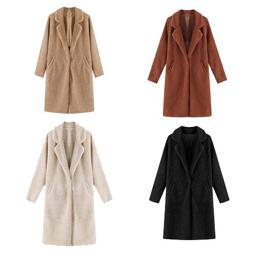 Casaco de Frio Feminino Teddy com Lã JCF03 - Casaco Sobretudo Feminino Teddy de Lã Frio Inverno Casa Tech 