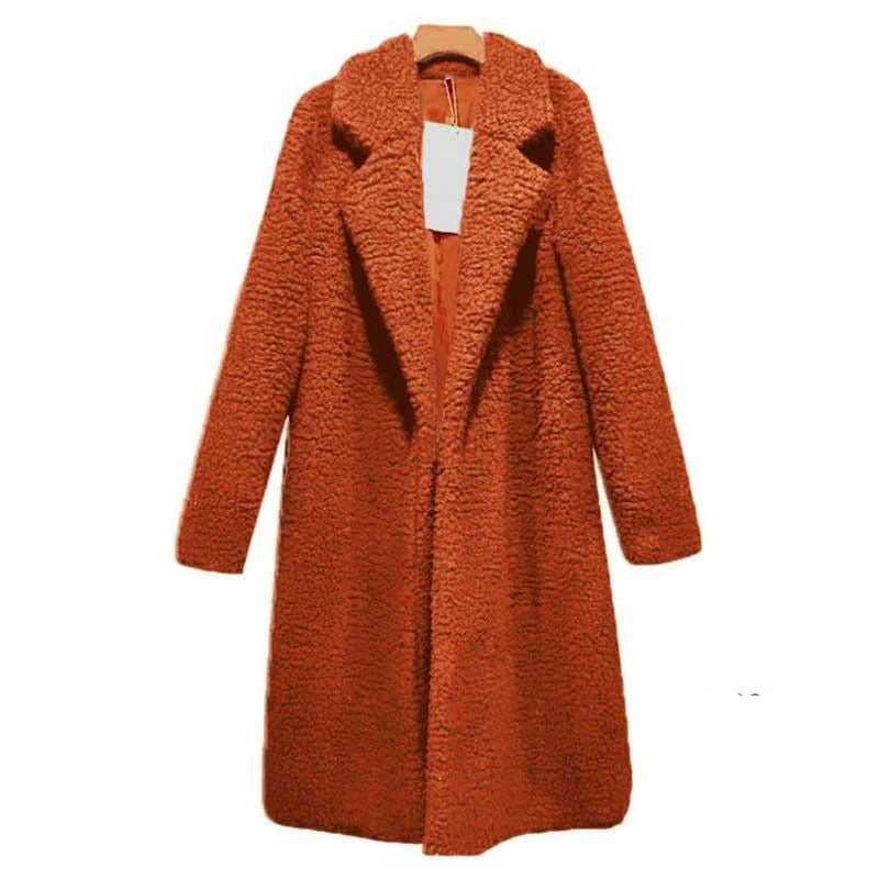 Casaco Sobretudo Feminino Teddy de Lã Frio Inverno G8P5 Casa Tech Loja Caramelo P 