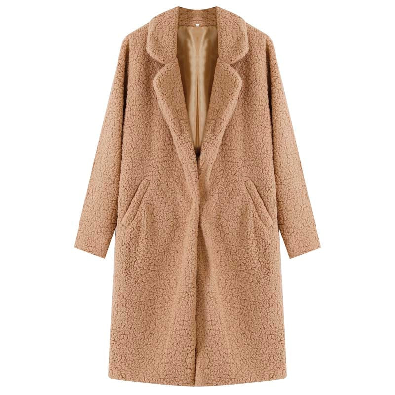 Casaco Sobretudo Feminino Teddy de Lã Frio Inverno G8P5 Casa Tech Loja Marrom P 