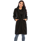 Casaco Sobretudo Feminino Teddy de Lã Frio Inverno G8P5 Casa Tech Loja Preto P 