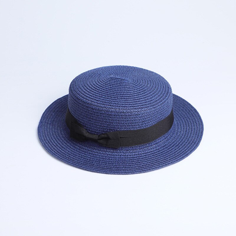 Chapéu de Palha Feminino Panamá CBF02 - Chapéu de Palha Feminino Panamá Casa Tech Azul Escuro Adulto 56-58cm 