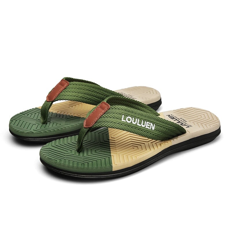 Chinelo Masculino Confortável SCM06 - Chinelo Masculino Confortável LOULUEN Verde / Khaki 37 