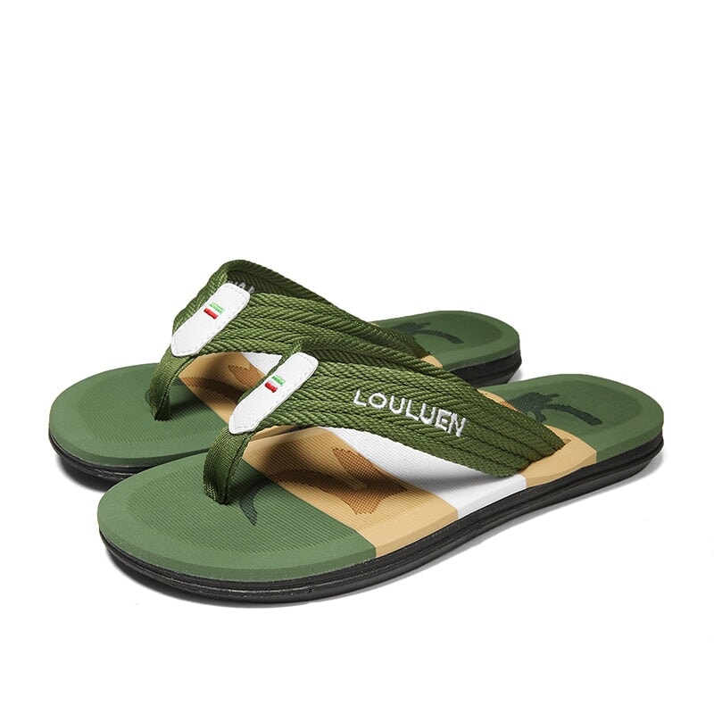 Chinelo Masculino Confortável SCM06 - Chinelo Masculino Confortável LOULUEN Verde / Khaki / Branco 37 