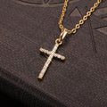 Colar de Crucifixo Cravejado JSF23 - Colar de Crucifixo Cravejado Casa Tech Dourado 