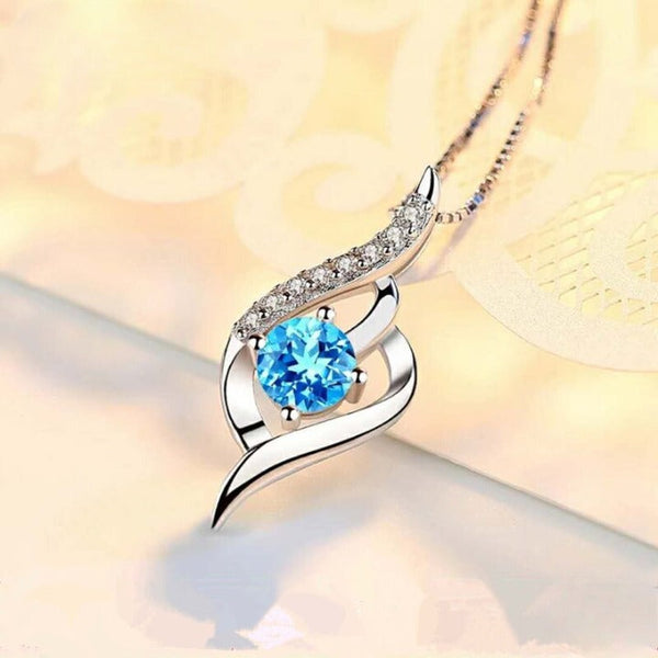 Colar Feminino Encanto Azul - Prata 925 JOIA01 - Colar Feminino Encanto Azul - Prata 925 Casa Tech Loja 