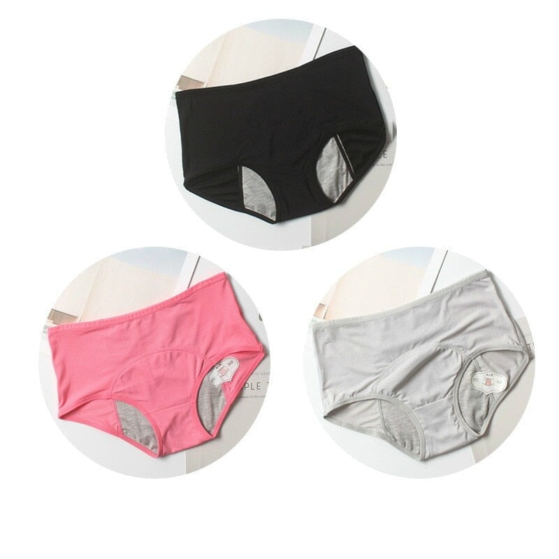 Compre 1 Leve 3 - Calcinha Absorvente Confort LIN01 - Compre 1 Leve 3 - Calcinha Absorvente Confort Casa Tech Rosa + Preto + Cinza P 