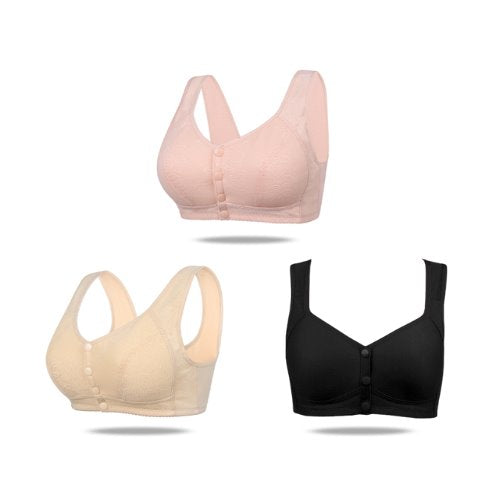 Compre 1 Leve 3 - Sutiã com Fecho Frontal LIF26 - Compre 1 Leve 3 - Sutiã com Fecho Frontal Casa Tech 01 Preto + 01 Rosa + 01 Bege 42 