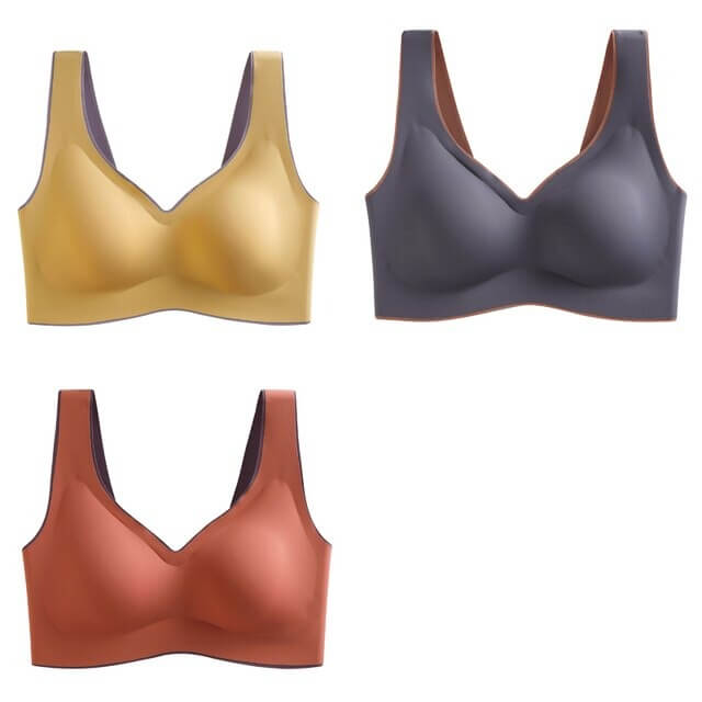 COMPRE 1 LEVE 3 - Sutiã Confort Slim G5P8 - Kit Sutiã Confort Slim - COMPRE 1 LEVE 3 Casa Tech Loja Amarelo-Cinza-Vermelho P 