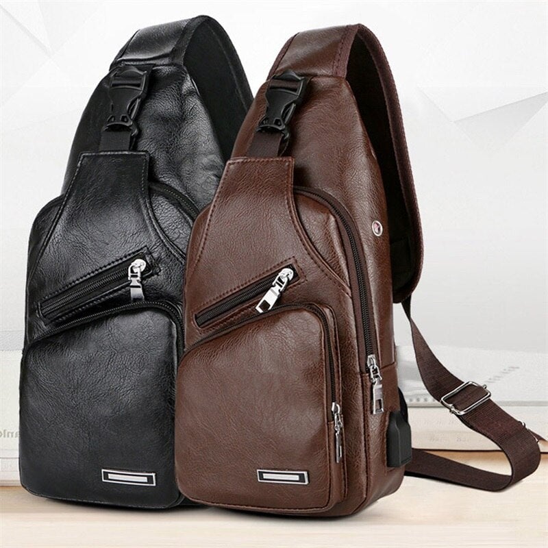 Compre um Leve Dois - Bolsa Masculina Transversal de Couro MBM06 - Compre um Leve Dois - Bolsa Masculina Transversal de Couro Casa Tech Loja 