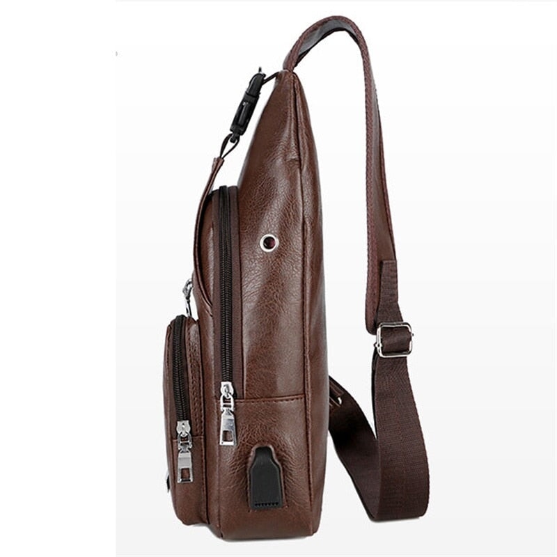 Compre um Leve Dois - Bolsa Masculina Transversal de Couro MBM06 - Compre um Leve Dois - Bolsa Masculina Transversal de Couro Casa Tech Loja 