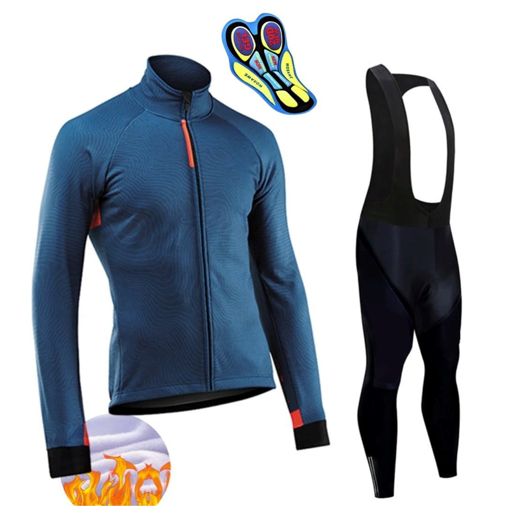 Conjunto Térmico para Andar de Bicicleta CIC03 - Conjunto Térmico para Andar de Bicicleta Casa Tech Azul - Bretelle P 