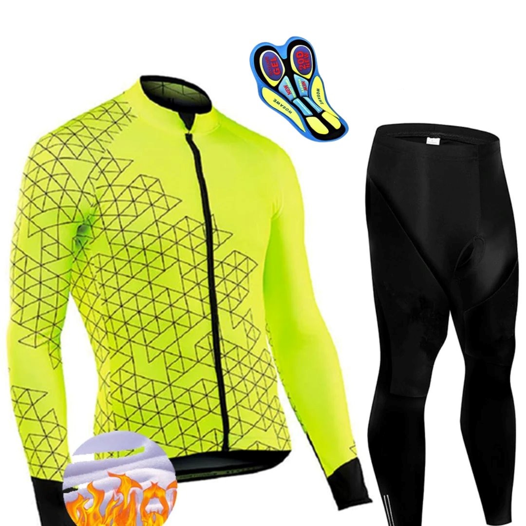 Conjunto Térmico para Andar de Bicicleta CIC03 - Conjunto Térmico para Andar de Bicicleta Casa Tech Verde - Calça P 