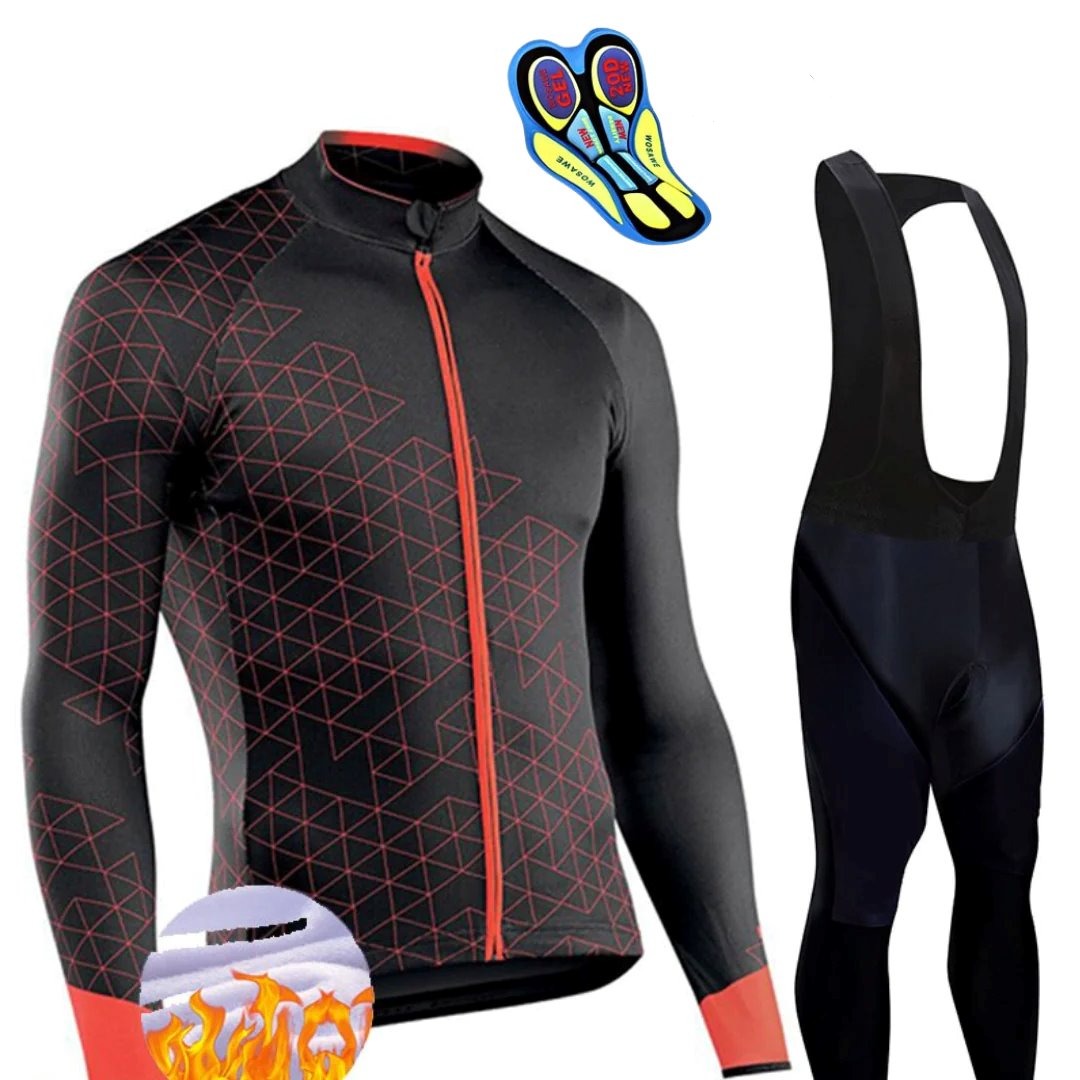 Conjunto Térmico para Andar de Bicicleta CIC03 - Conjunto Térmico para Andar de Bicicleta Casa Tech Vermelho - Bretelle P 