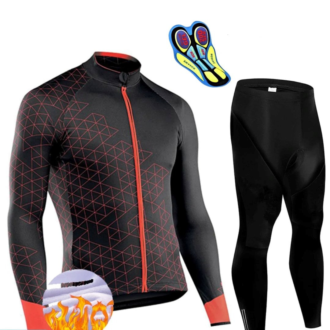 Conjunto Térmico para Andar de Bicicleta CIC03 - Conjunto Térmico para Andar de Bicicleta Casa Tech Vermelho - Calça P 