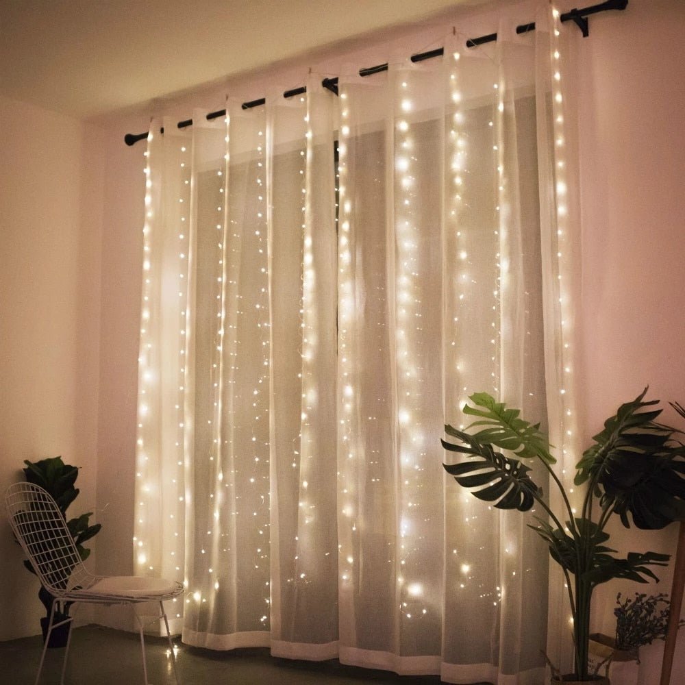 Cortina com Luzes de Led e Controle Remoto G4P7 CORTINA DE LED BRANCO FRIO Casa Tech Loja 3m x 3m 300 LED 