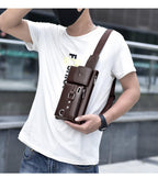 Elegance Man Bolsa de Cintura - Couro Legítimo G5P10 - Elegance Man Bolsa de Cintura - Couro Legítimo Casa Tech Loja 