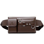 Elegance Man Bolsa de Cintura - Couro Legítimo G5P10 - Elegance Man Bolsa de Cintura - Couro Legítimo Casa Tech Loja Marrom 