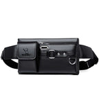 Elegance Man Bolsa de Cintura - Couro Legítimo G5P10 - Elegance Man Bolsa de Cintura - Couro Legítimo Casa Tech Loja Preto 