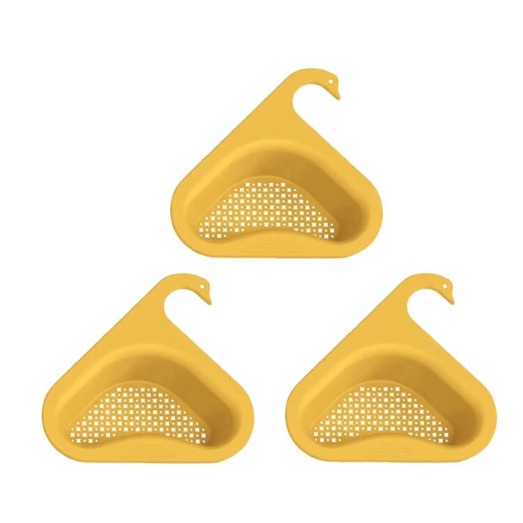 Filtro de Pia de Silicone Ergonômico (Cisne Drain) COZ08 - Filtro de Pia de Silicone Ergonômico (Cisne Drain) Casa Tech Loja Amarelo 3 unidades 