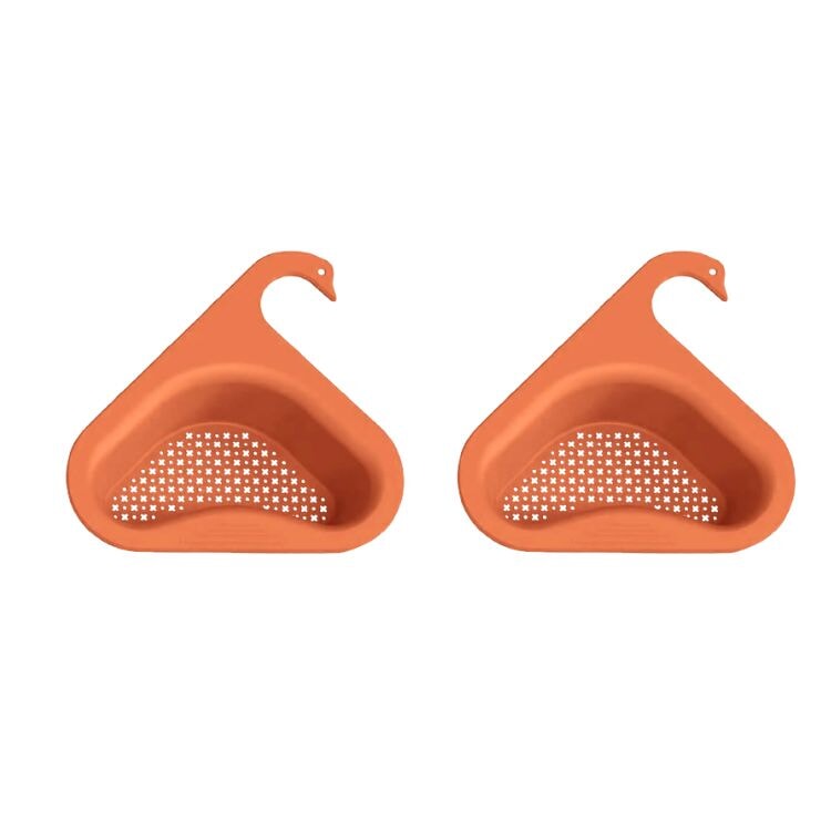Filtro de Pia de Silicone Ergonômico (Cisne Drain) COZ08 - Filtro de Pia de Silicone Ergonômico (Cisne Drain) Casa Tech Loja Laranja 2 unidades 