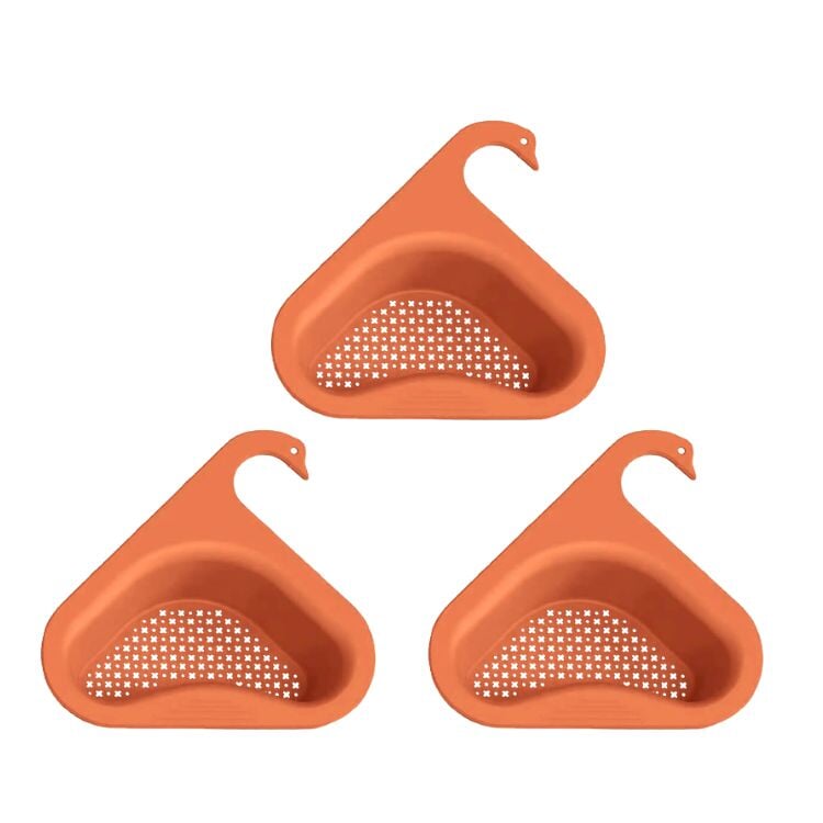 Filtro de Pia de Silicone Ergonômico (Cisne Drain) COZ08 - Filtro de Pia de Silicone Ergonômico (Cisne Drain) Casa Tech Loja Laranja 3 unidades 