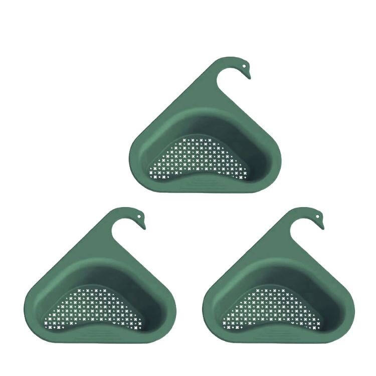 Filtro de Pia de Silicone Ergonômico (Cisne Drain) COZ08 - Filtro de Pia de Silicone Ergonômico (Cisne Drain) Casa Tech Loja Verde 3 unidades 