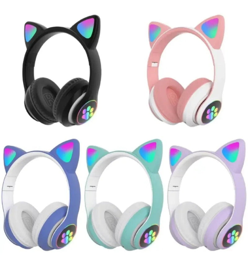 Fone de Ouvido Orelha de Gatinho com Led - Headphone Casa Tech 