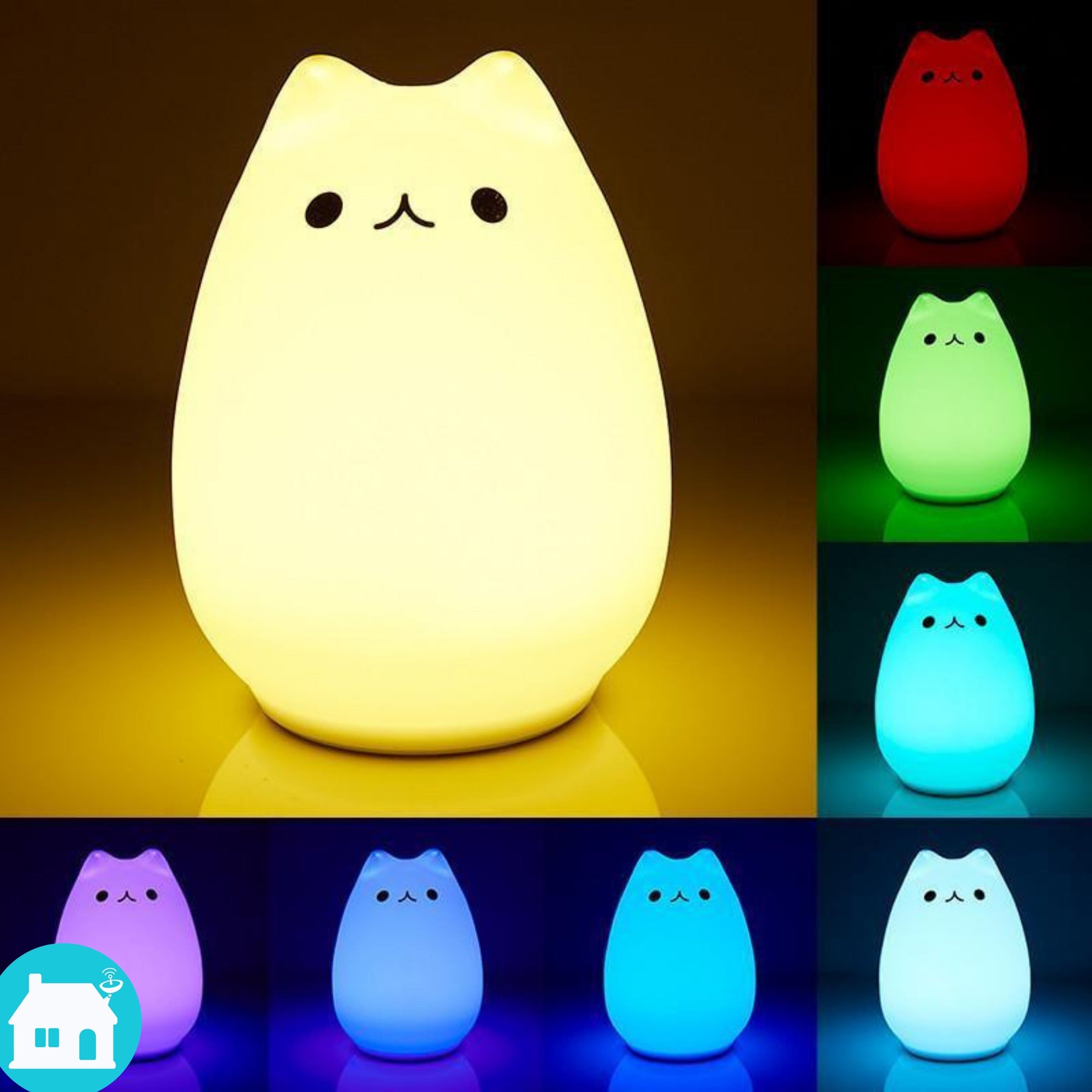 Gato Abajur - Luminária que Troca de Cor com Sensor de Toque G1P36 - Gato Abajur Casa Tech Loja 