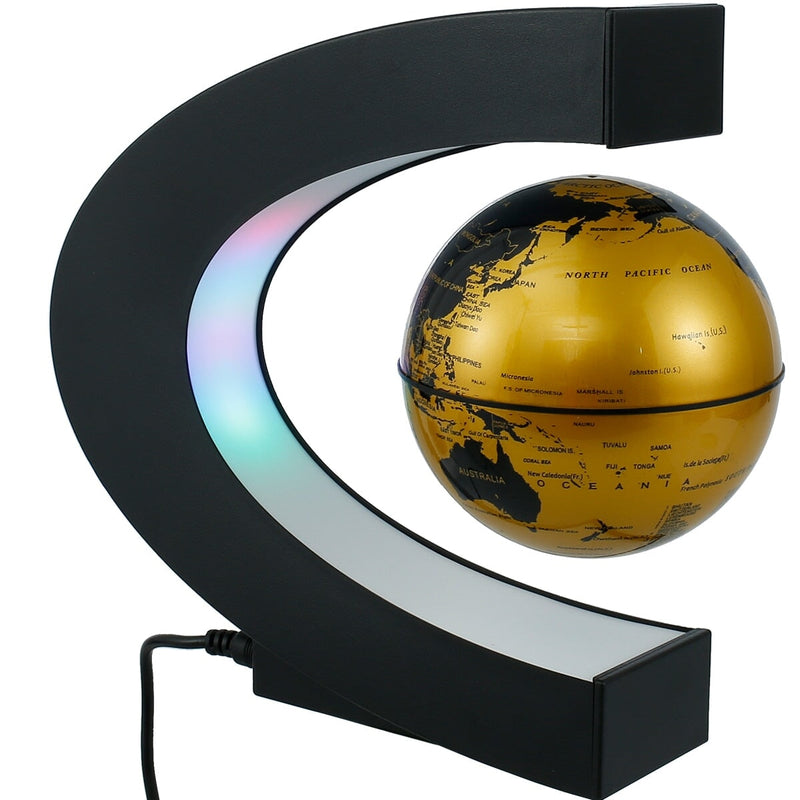 Globo Flutuante Giratório Decoração Escritório DEC11 - Globo Flutuante Giratório Decoração Escritório Casa Tech Loja Dourado Aberto 