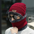 Gorro de Frio com Cachecol Forrado - Inverno 2022 G8P13 Casa Tech Loja VERMELHO 