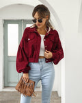 Jaqueta Cropped Feminina Manga Longa Soltinho JCF13 - Jaqueta Cropped Feminina Manga Longa Soltinho Casa Tech Vermelho P 