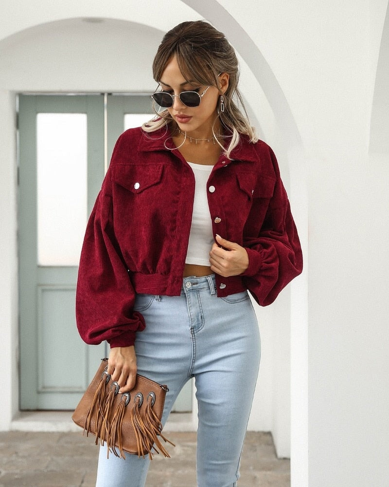 Jaqueta Cropped Feminina Manga Longa Soltinho JCF13 - Jaqueta Cropped Feminina Manga Longa Soltinho Casa Tech Vermelho P 