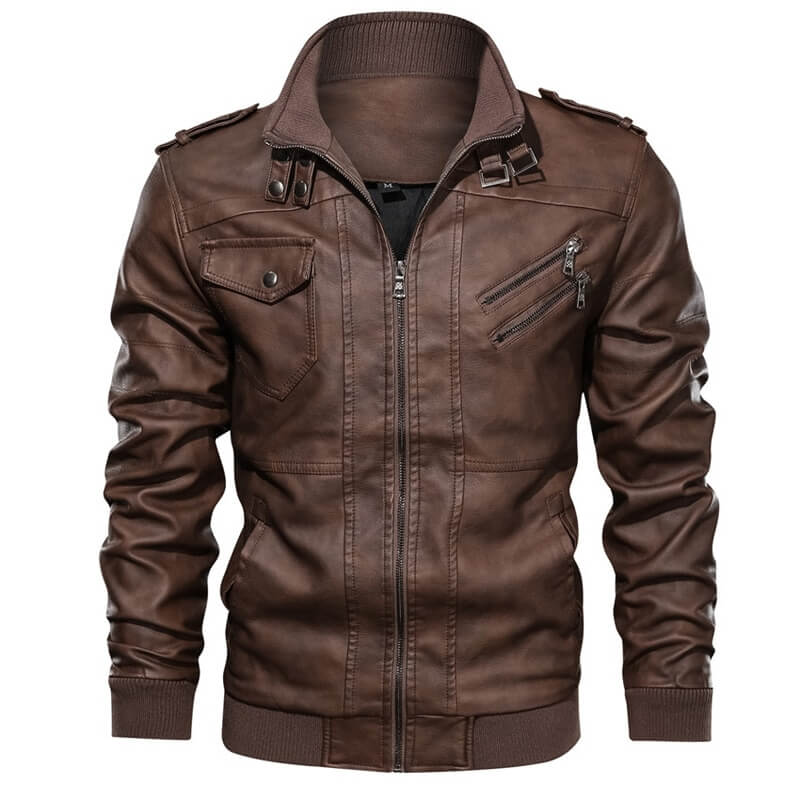 Jaqueta de Couro Legítimo Premium - LBL G10P14 - Jaqueta de Couro Legítimo Premium - LBL Casa Tech Loja Marrom sem Capuz P 