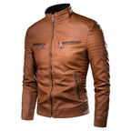 Jaqueta de Couro Masculina Casual JQM01 - Jaqueta de Couro Masculina Casual Casa Tech Loja Marrom PP 