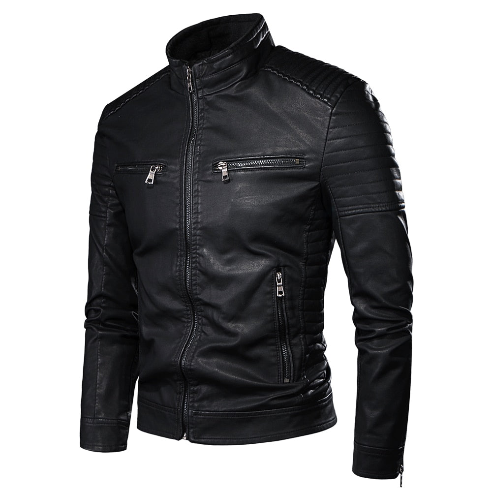 Jaqueta de Couro Masculina Casual JQM01 - Jaqueta de Couro Masculina Casual Casa Tech Loja Preto PP 