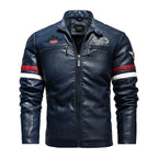 Jaqueta de Couro Masculina para Motoqueiros JCM05 - Jaqueta Motoqueiro Masculina Couro Casa Tech Modelo 2 - Azul PP 