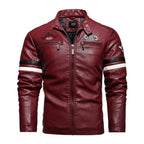Jaqueta de Couro Masculina para Motoqueiros JCM05 - Jaqueta Motoqueiro Masculina Couro Casa Tech Modelo 2 - Vermelho PP 