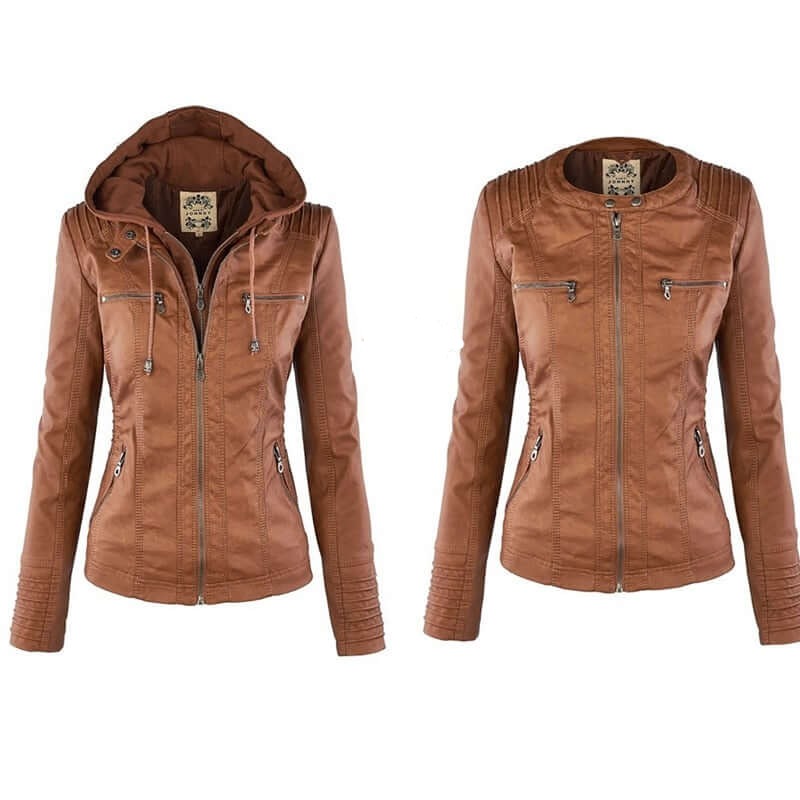 Jaqueta Feminina de Couro - Stylish Woman G5P11 - Jaqueta Feminina de Couro - Stylish Woman Casa Tech Loja 