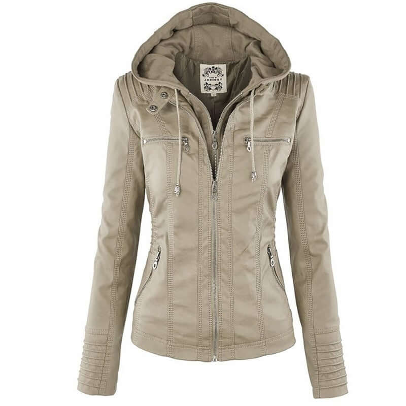 Jaqueta Feminina de Couro - Stylish Woman G5P11 - Jaqueta Feminina de Couro - Stylish Woman Casa Tech Loja Cinza PP 