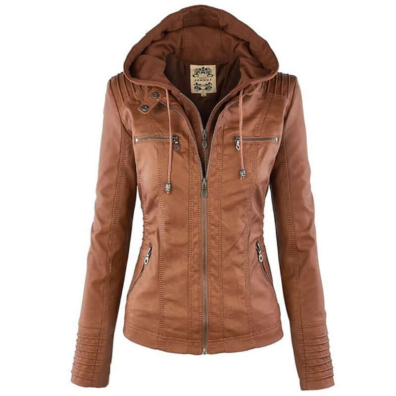 Jaqueta Feminina de Couro - Stylish Woman G5P11 - Jaqueta Feminina de Couro - Stylish Woman Casa Tech Loja Khaki PP 