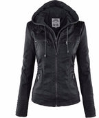 Jaqueta Feminina de Couro - Stylish Woman G5P11 - Jaqueta Feminina de Couro - Stylish Woman Casa Tech Loja Preto PP 