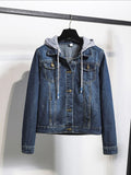Jaqueta Jeans Feminina com Pelo JCF17 - Jaqueta Jeans Feminina com Pelo Casa Tech Azul Escuro P 