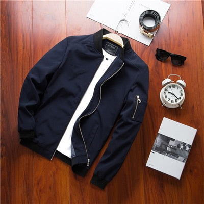 Jaqueta Masculina Bomber com Ziper 0 Casa Tech Loja Dark Blue M 