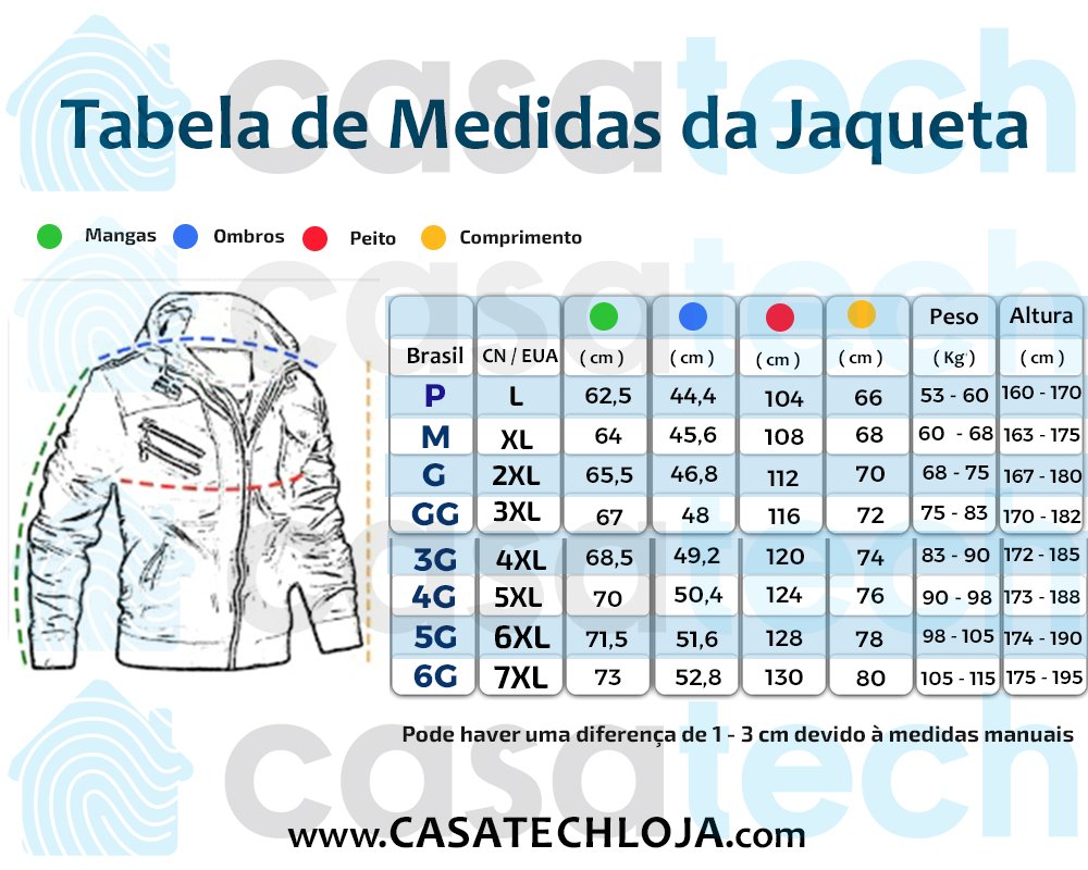 Jaqueta Masculina Bomber com Ziper G10P10 - Jaqueta Masculina Bomber com Ziper Casa Tech Loja 