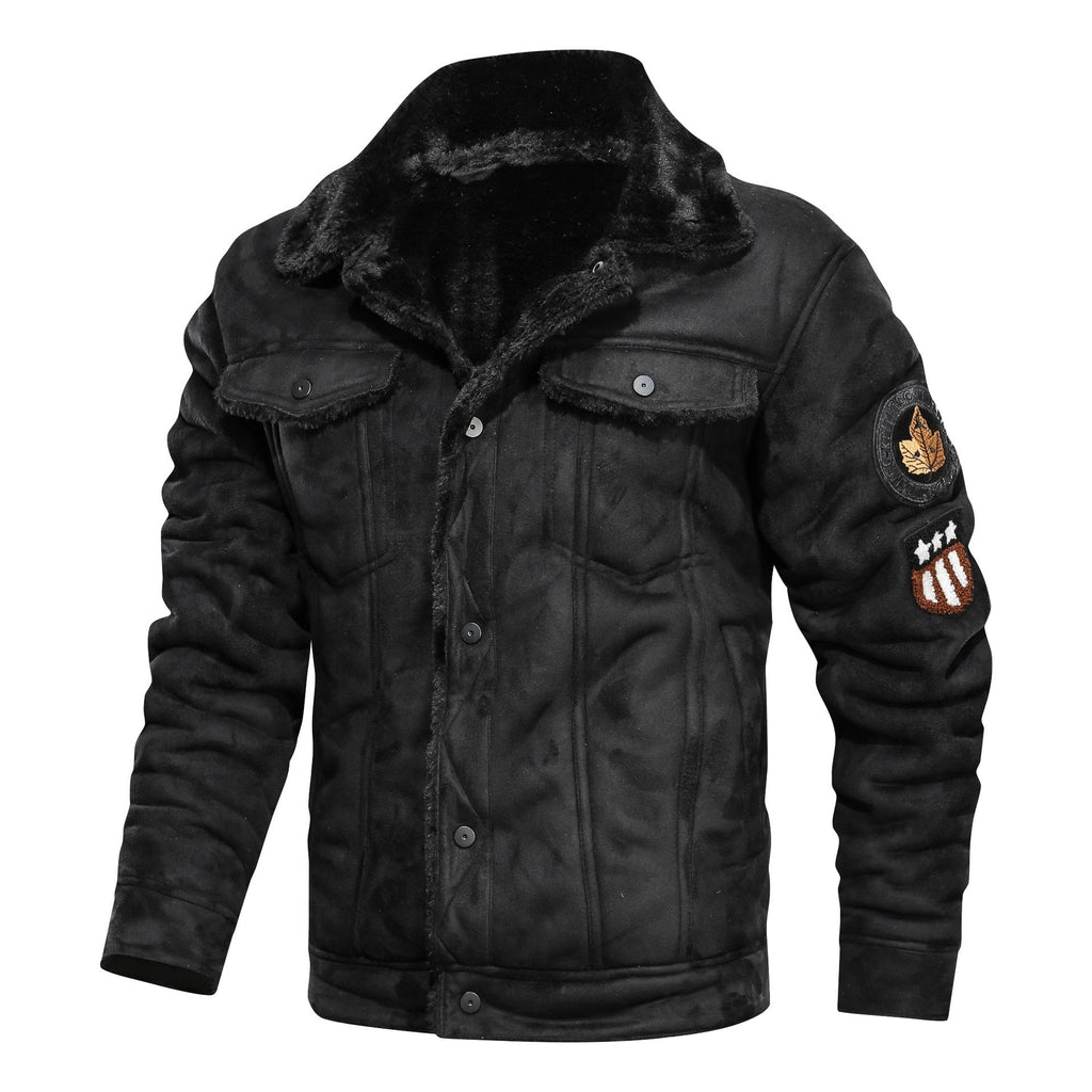 Jaqueta Masculina de Couro Camurça Forrada com Lã de Ovelha G5P6 - Jaqueta Masculina de Couro Casa Tech Loja Preto PP 