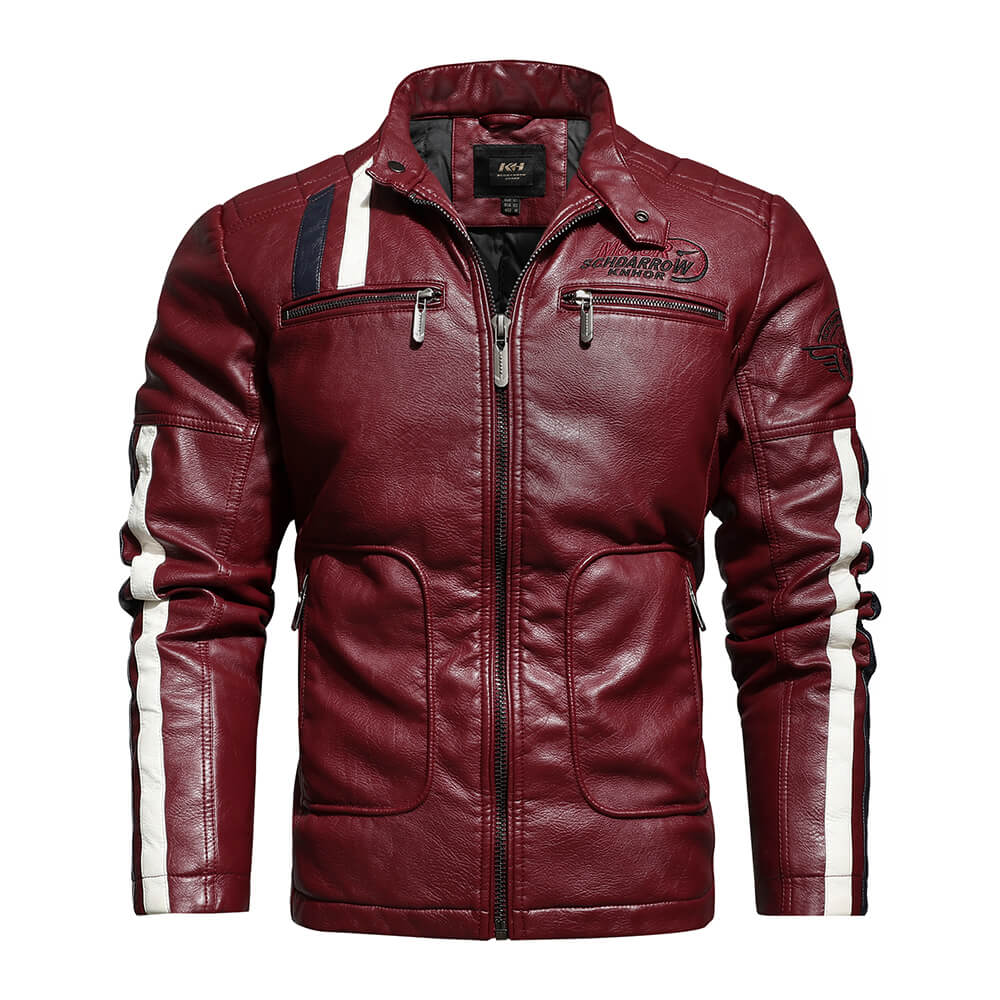 Jaqueta Masculina de Couro para Motoqueiros JCM20 - Jaqueta Masculina de Couro para Motoqueiros Casa Tech Vermelho PP 