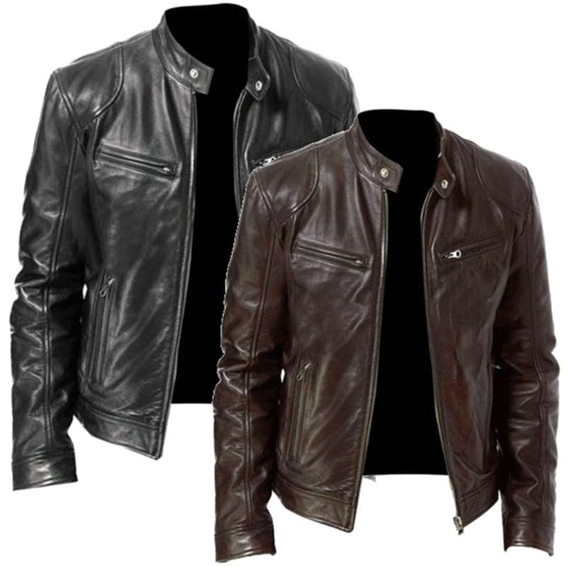 Jaqueta Masculina de Couro Vintage 0 Casa Tech 