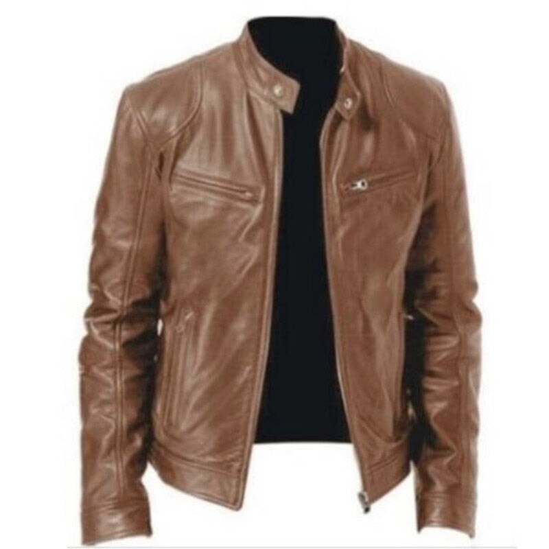 Jaqueta Masculina de Couro Vintage 0 Casa Tech Khaki P 