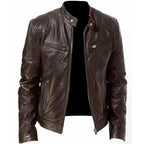 Jaqueta Masculina de Couro Vintage 0 Casa Tech Marrom P 