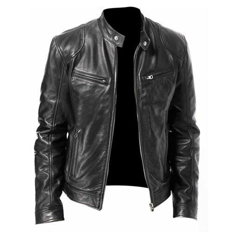 Jaqueta Masculina de Couro Vintage 0 Casa Tech Preto P 